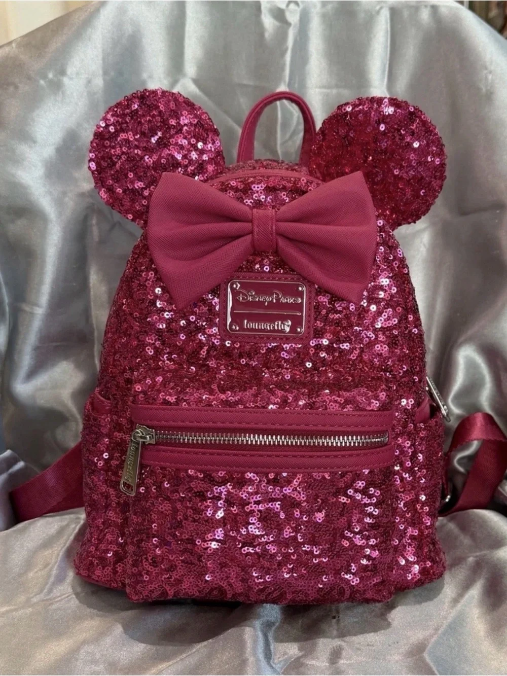 Loungefly x Disney Parks Pink Sequin Minnie Ear Mini Backpack
